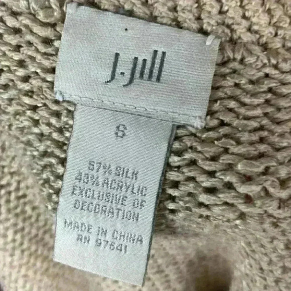 J Jill sweater size S 57% silk brown cream tree - Picture 7 of 8